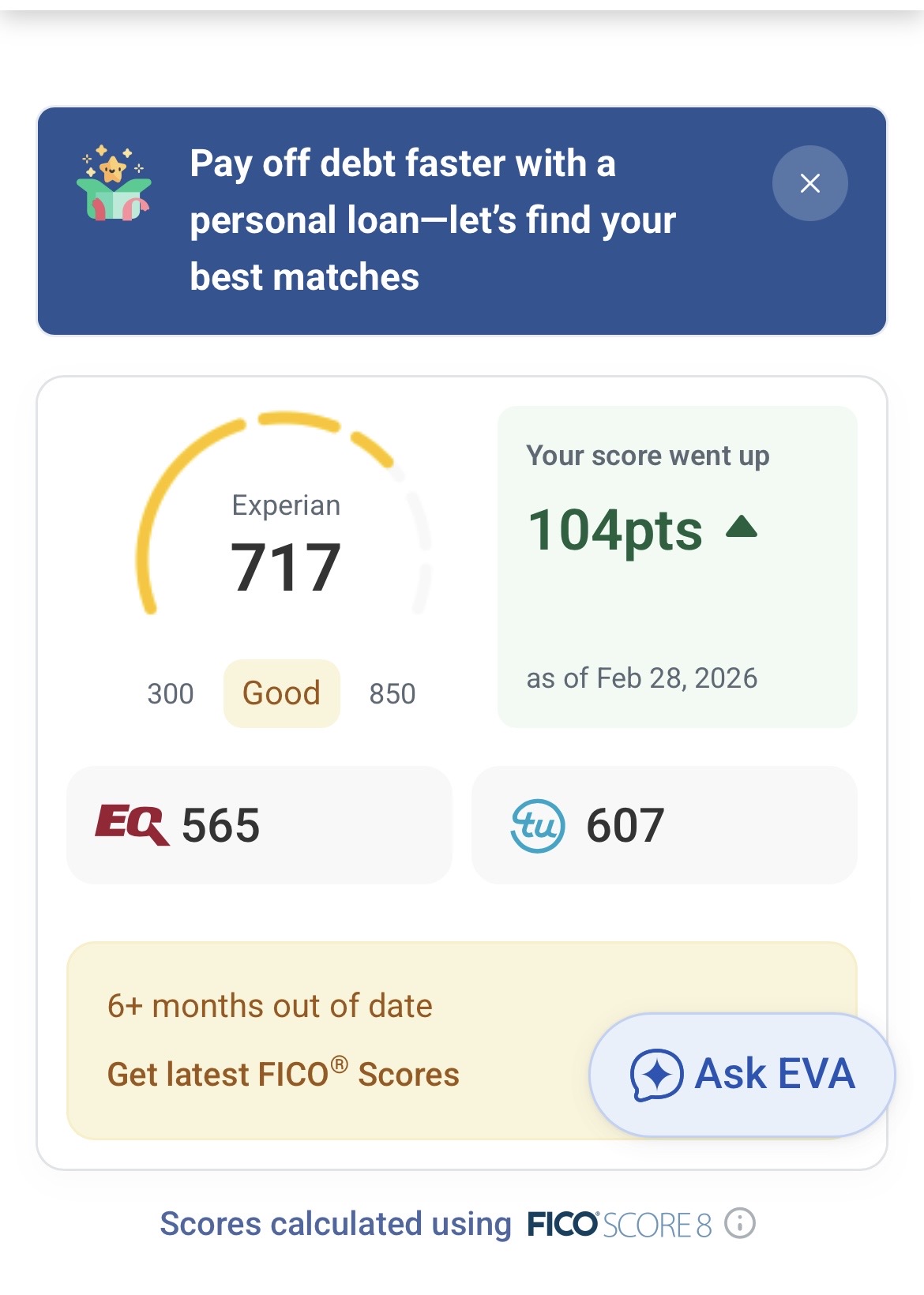 Experian 717 up 104pts