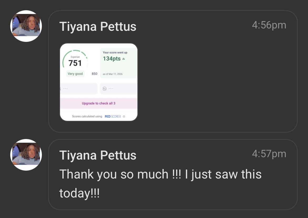 Tiyana 751 Experian +134pts