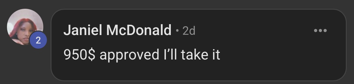 Janiel: 950 approved I'll take it